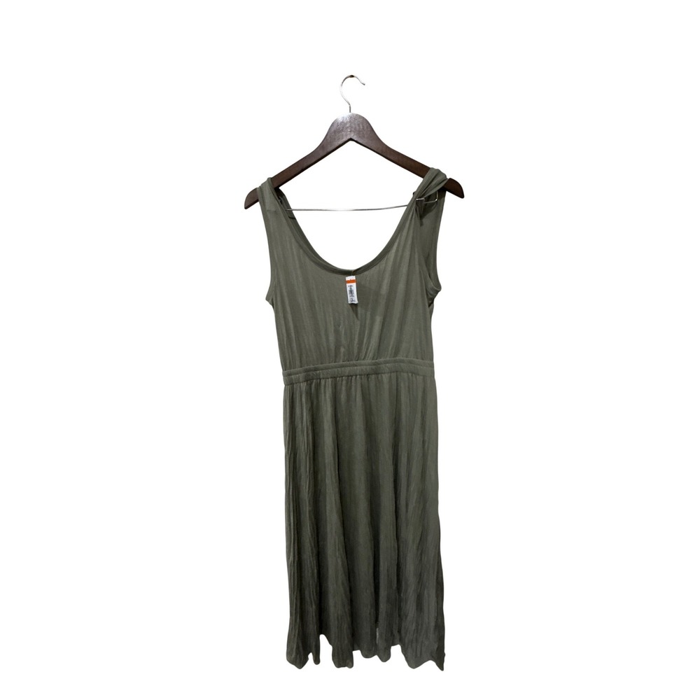 Vince Scoop Neck Pleated Midi Tank Dress in Moss Green Size Medium NWOT - Picture 3 of 4